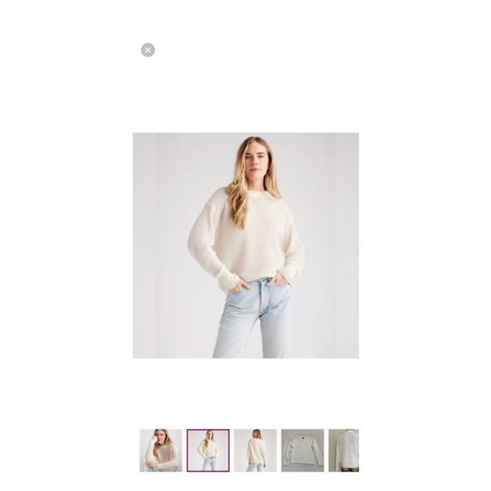 Quince Alpaca/Wool Ivory Diamond Baby Knit Crew Sweater sz S